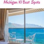 a pin with a balcony overlooking the lake, Where To Stay On Lake Michigan