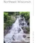 pinterest pin showing image of cascading waterfall in northeast wisconsin