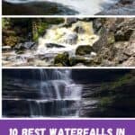 pinterest pin showing images of cascading waterfalls with rock formations in northeast wisconsin