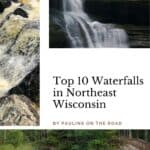 pinterest pin showing images of gushing waterfalls in northeast wisconsin
