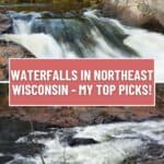 pinterest pin showing images of cascading waterfalls in northeast wisconsin