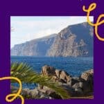 Pinterest pin about fun things to do in Tenerife, huge rocky cliffs in front of the ocean