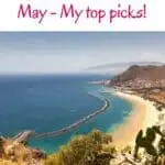 Pinterest pin about fun things to do in Tenerife, long stretch of white sand and blue waters