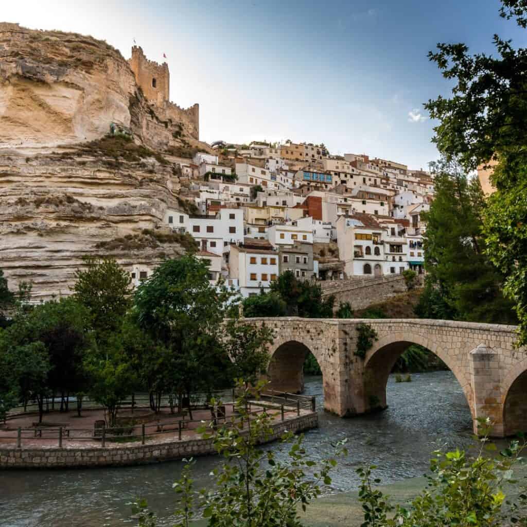 Alcalá del Júcar, Cliffside Village in Spain, Bridge over the Jucar river and castle on the rocks
