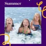 three girls smiling happily as they are swimming