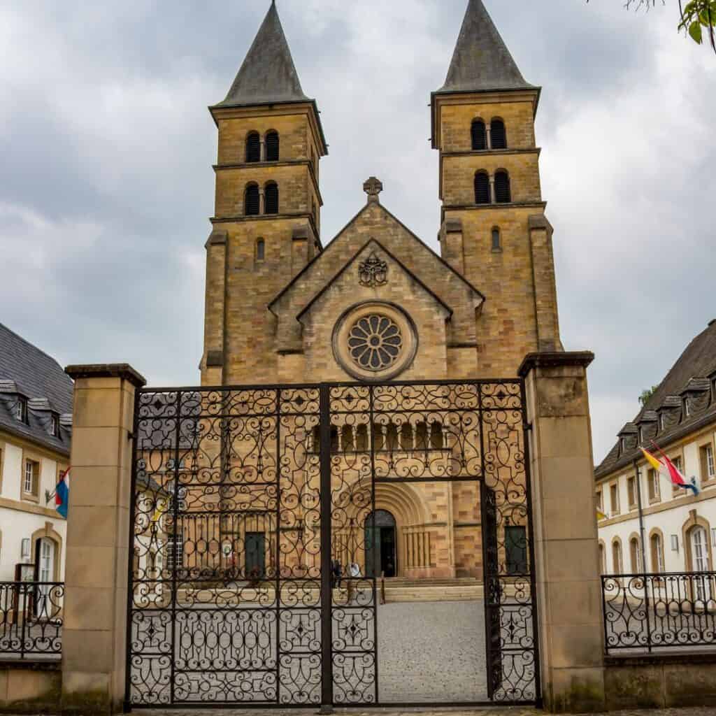 front shot of the abbey of echternach in luxembourg