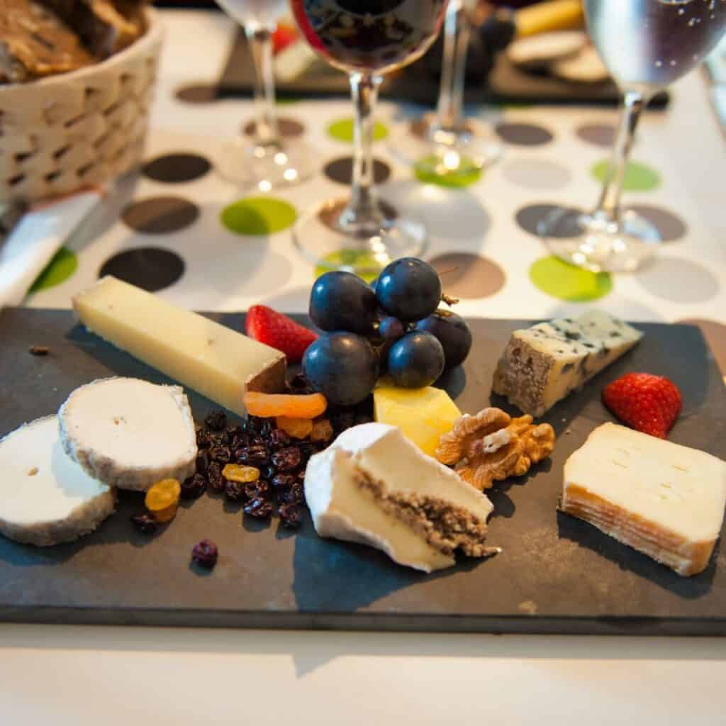 cheese board in a fine dining restaurant, things to do in luxembourg by night