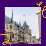 Pinterest pin about interesting facts about luxembourg showing photo of grand ducal palace with flag of luxembourg