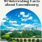 Pinterest pin about interesting facts about luxembourg showing photo of luxembourg viaduct with modern buildings in the backdrop