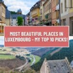 Pinterest pin about things to do in luxembourg, old street with historical buildings in echternach