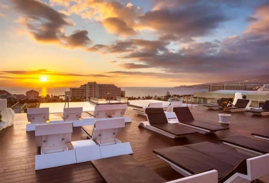 sunset seen from the rooftop of the best Adults-Only Hotels in Tenerife, the Tigotan Lovers & Friends Resort in Tenerife