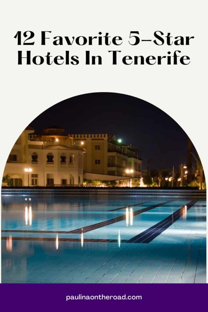 a pin with the pool of one of the best 5-Star Hotels In Tenerife at night