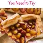 Pinterest pin about Luxembourg desserts showing photo of damson plum tart