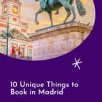 Pinterest pin about unique things to book in madrid showing photo