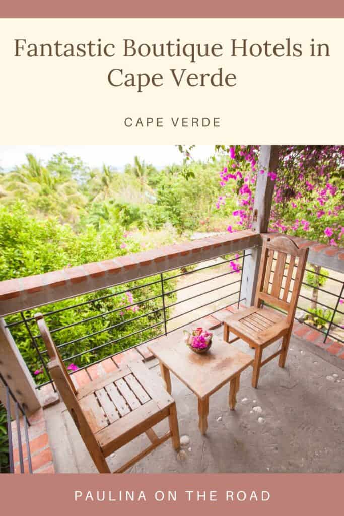 a pin with a balcony overlooking a garden at one of the Boutique Hotels in Cape Verde