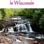 levels of the Waterfalls with trees on the upper part and reddish sand on the forefront in in Copper Falls State Park Wisconsin