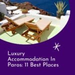 a pin with 2 sun lounges with sea view at Luxury Accommodation In Paros