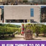 Pinterest pin about fun things to do in luxembourg city showing a photo of Place Guillaume II, a large square in Luxembourg City, featuring a equestrian statue of Grand Duke Guillaume II in the center, an exterior shot of the National Museum of History and Art, and playground equipment with a slide and a tower shaped like a lighthouse in Parc de Ville.