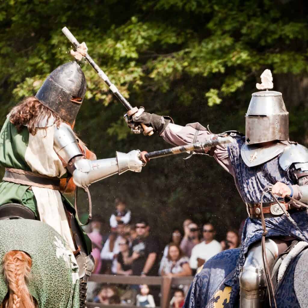 A knights tournament during the Silves Medieval Fair in Algarve in August