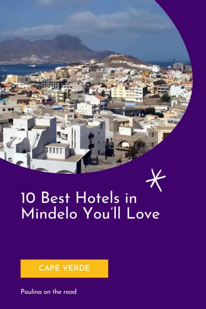 a pin with an aerial view of Mindelo. Best Hotels in Mindelo