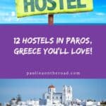 a pin with 2 photos related to Hostels in Paros