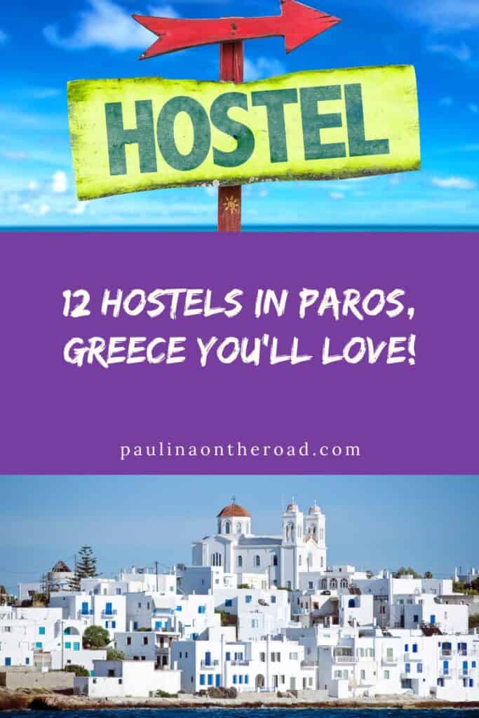 a pin with 2 photos related to Hostels in Paros