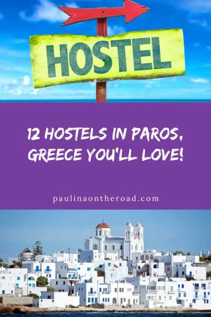 a pin with 2 photos related to Hostels in Paros