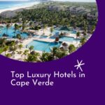 a pin with an aerial view of one of the luxury hotels in Cape Verde