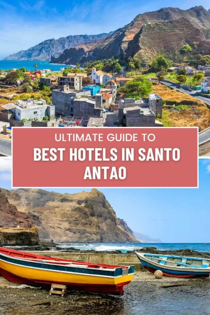 a pin with 2 photos related to best hotels in Santo Antao