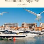 a pin with seagulls flying over the marina in Vilamoura. where to stay in vilamoura