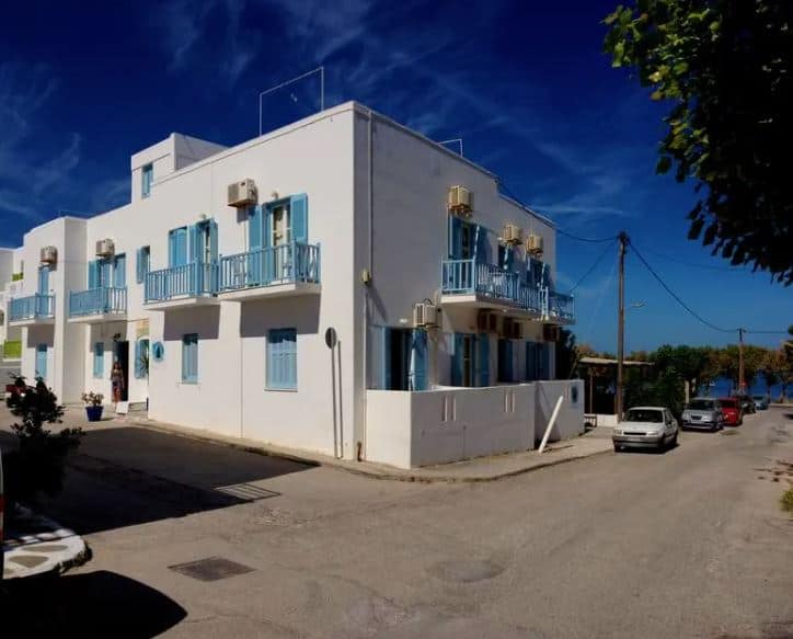 exterior of the Paros Backpackers in Paros, Greece