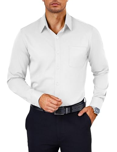 a man wearing a collared long sleeved shirts and black pants with a belt and watch