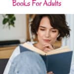 a pin with a girl with short hair reading one of the best Adventure Fiction Books For Adults