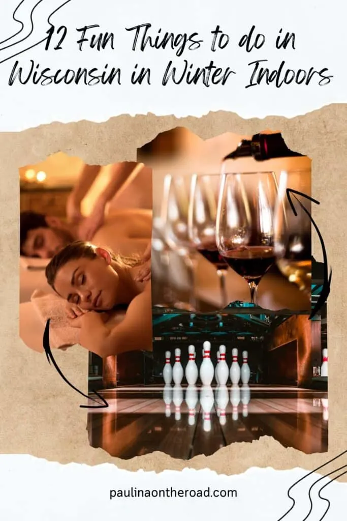 A couple getting a massage in a spa; wine being Poured wine into wine glasses lined on a bar counter; bowling pins in a bowling alley