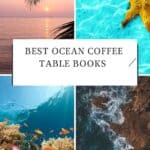 a pin with a photo collage of 4 photos related to Ocean Coffee Table Books