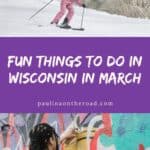 a woman in pink skiing down a slope; a woman with braids spraying paint to a wall
