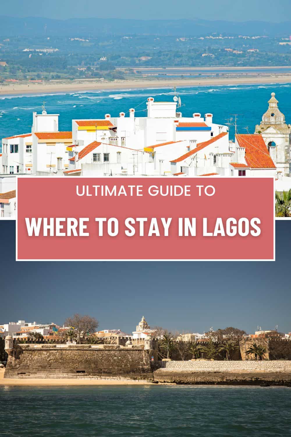 a pin with a photo collage of photos related to where to stay in lagos