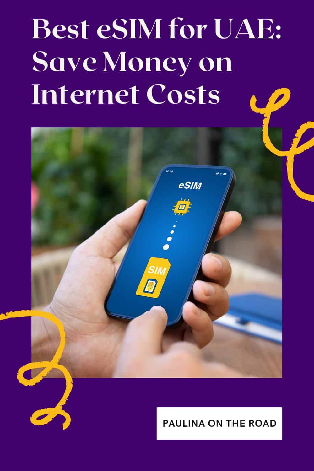 a cellphone screen with esim and sim on a person's hand