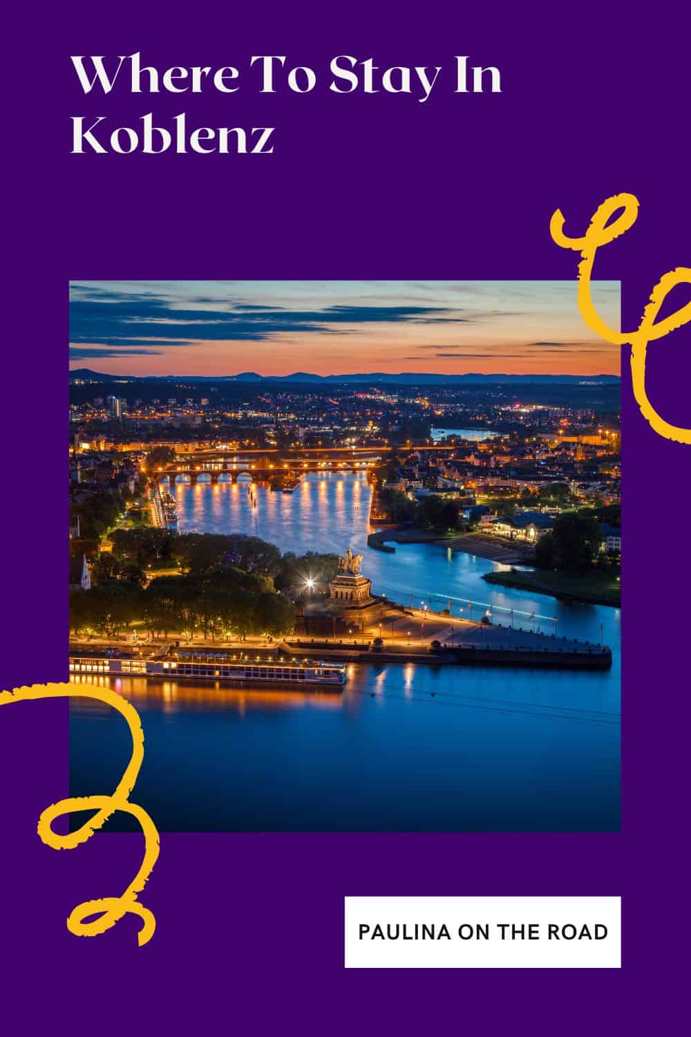 where to stay in Koblenz a pin with an aerial view of Koblenz at night. Where To Stay In Koblenz