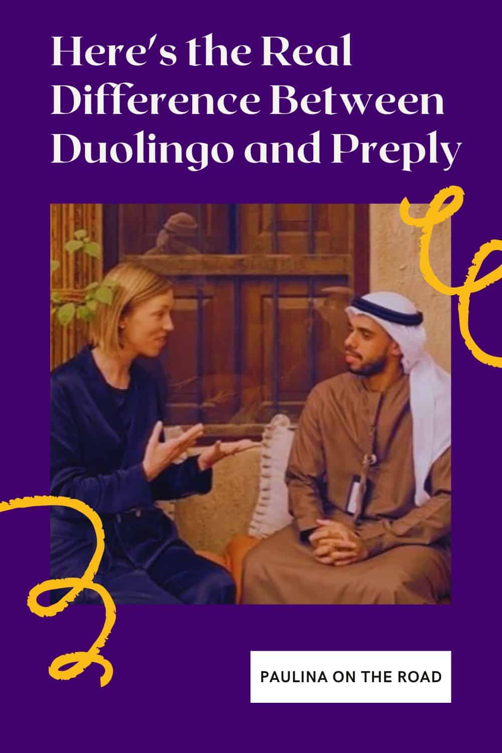 a woman talking to a muslim man in middle east